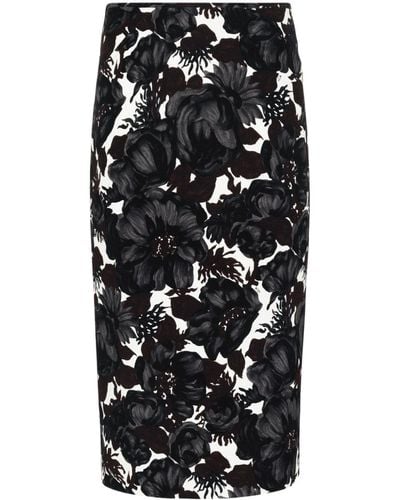 N°21 Falda midi con estampado floral - Negro