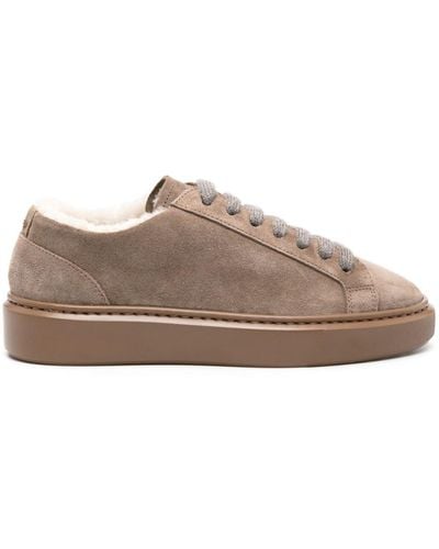 Doucal's Suede Shearling-lining Trainers - Brown