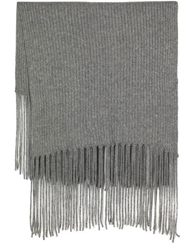 Malo Fringed Knitted Scarf - Gray