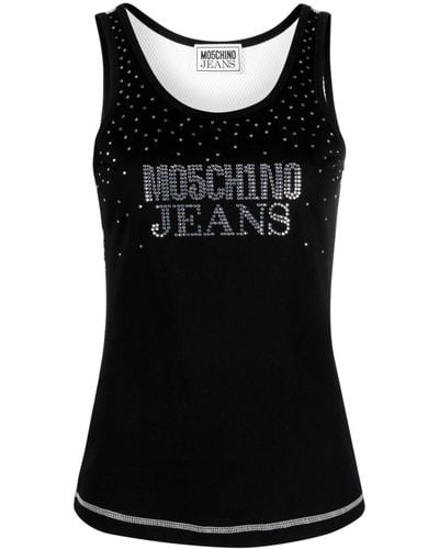 Moschino Logo-embellished Cotton Tank Top - Black