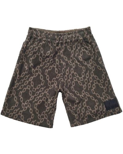 Purple Brand Short en coton à imprimé chaînes - Gris