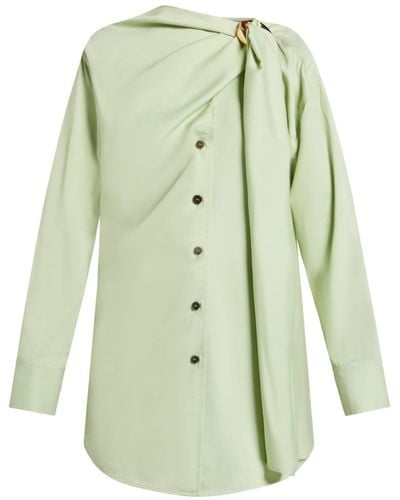 Ferragamo Draped-detail Button-up Shirt - Green