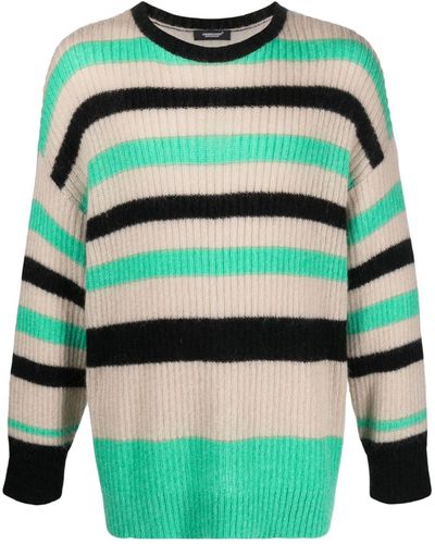 Undercover Striped Ribbed-knit Sweater - Green