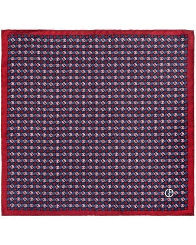 Giorgio Armani Monogram-print Silk Pocket Square - Purple