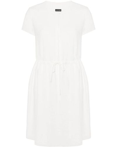 Emporio Armani Drawstring-waist Crepe Dress - White