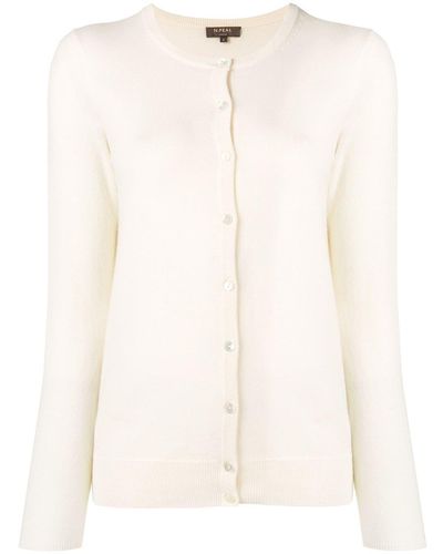 N.Peal Cashmere Round Neck Cardigan - White