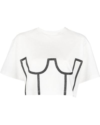 Murmur Trompe L'oeil Corset Cropped T-shirt - White