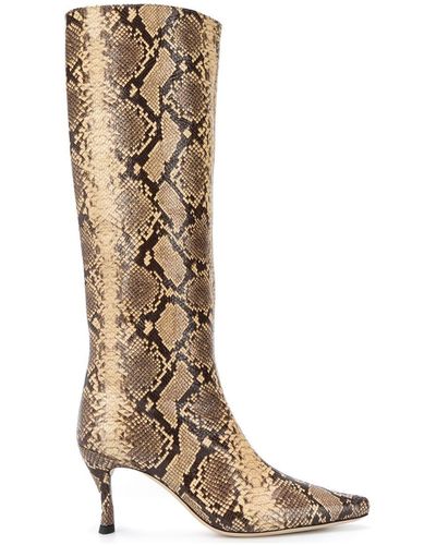 BY FAR Snakeskin Print Boots - Brown