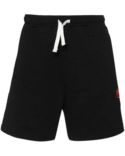 Vision Of Super Flame-embroidered Track Shorts - Black