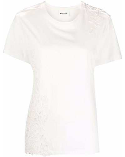 P.A.R.O.S.H. Floral Lace-appliqué Short-sleeve T-shirt - White
