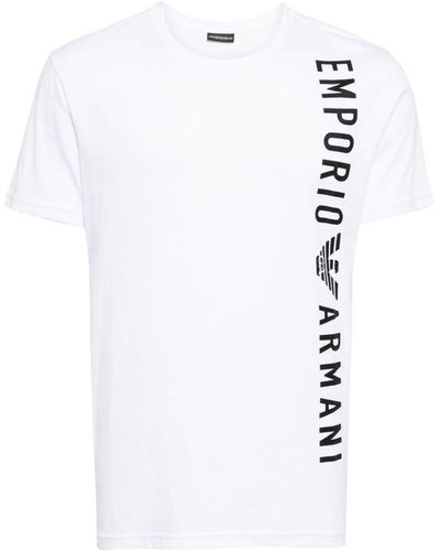 Emporio Armani Logo-Print Cotton T-Shirt - White