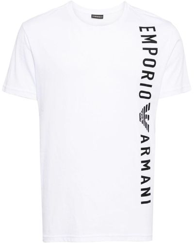 Emporio Armani T-shirt en coton à logo imprimé - Blanc