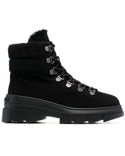 Stuart Weitzman Noho Hiker Shearling-lined Boots - Black