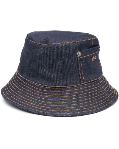 A.P.C. Cappello bucket con cuciture a contrasto - Blu