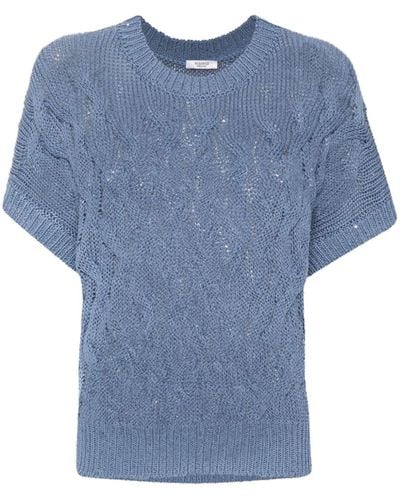 Peserico Sequin-embellished Cable-knit Sweater - Blue