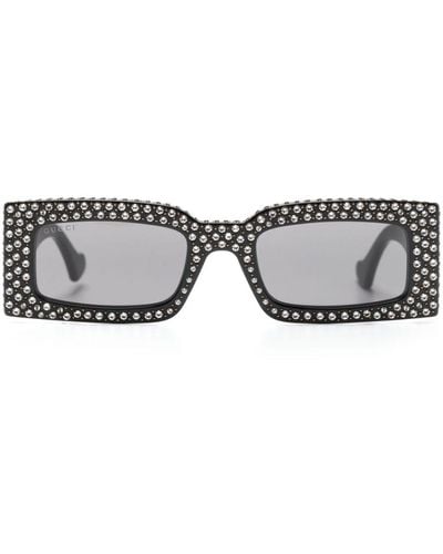 Gucci Eckige Gene Sonnenbrille mit GG - Grau