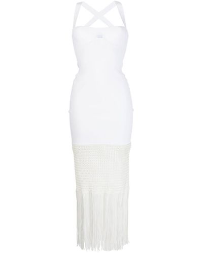 Galvan London Midi-jurk Met Franje - Wit