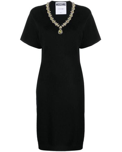 Moschino Gemstone-embellished Midi Dress - Black