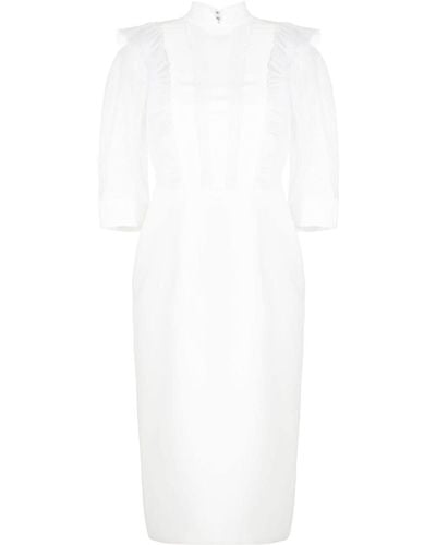 Saiid Kobeisy Tulle-ruffle Crepe Midi Dress - White