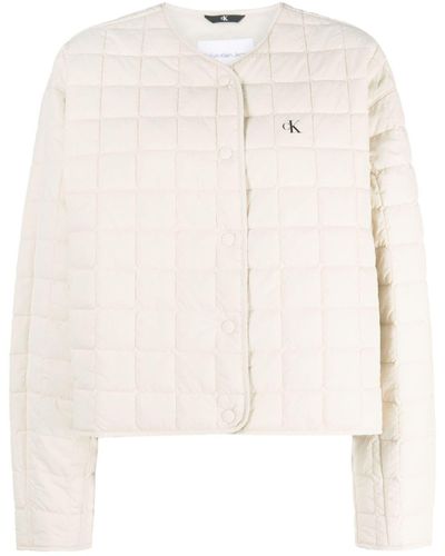 Calvin Klein Logo-print Padded Jacket - Natural