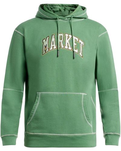 Market Logo-embroidered Cotton Hoodie - Green