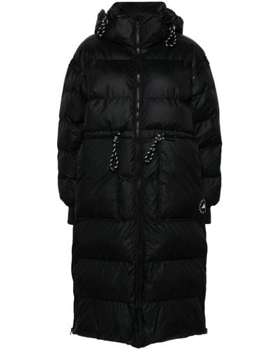 adidas By Stella McCartney Logo-print Panelled Hooded Coat - Black
