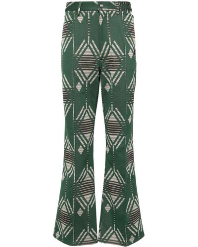 Needles Pantalones acampanados con motivo geométrico - Verde