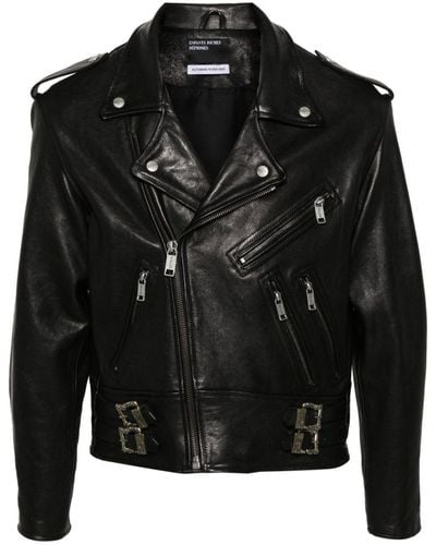Enfants Riches Deprimes Rose-buckle Leather Jacket - Black