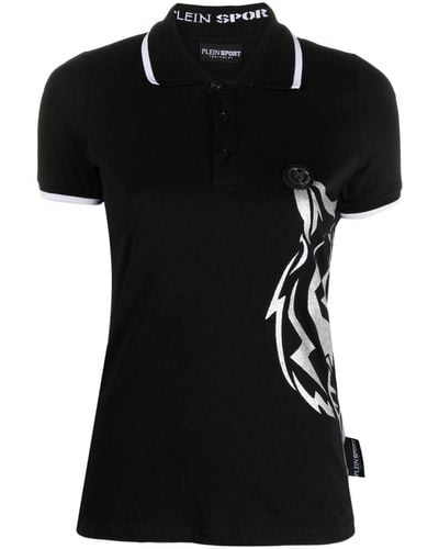 Philipp Plein Logo-print Cotton Polo Shirt - Black