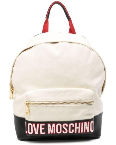 Love Moschino Mochila con logo bordado - Blanco