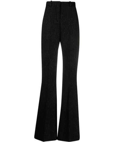 Balmain Striped Wool-blend Flared Trousers - Zwart