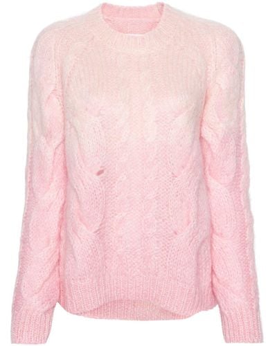 Maison Margiela Ombré Cable-knit Jumper - Pink