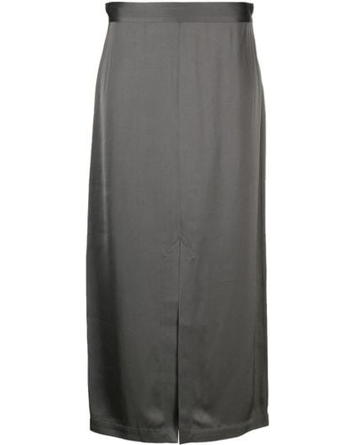 Totême High-waist Satin Midi Skirt - Gray