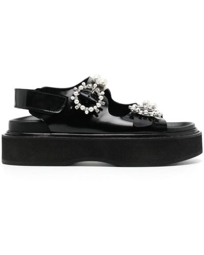 Simone Rocha Crystal-embellished Leather Sandals - Black