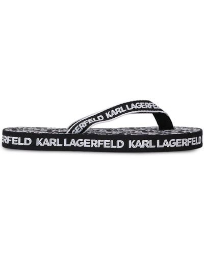 Karl Lagerfeld Teenslippers Met Logoprint - Wit