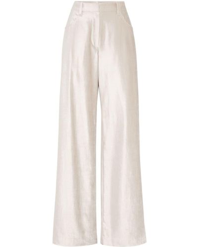 Brunello Cucinelli Shimmer-finish wide-leg trousers - Weiß