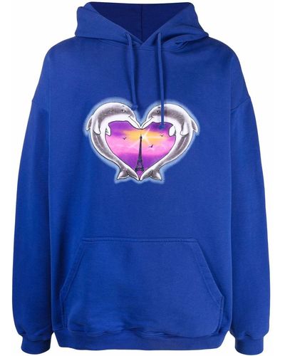 Vetements Dolphins Heart Logo Hoodie - Blue
