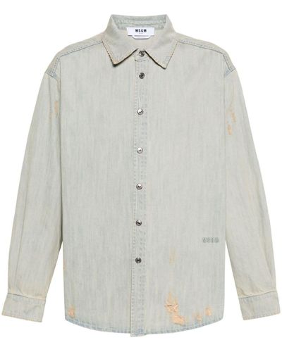 MSGM Gonna denim con effetto vissuto - Grigio