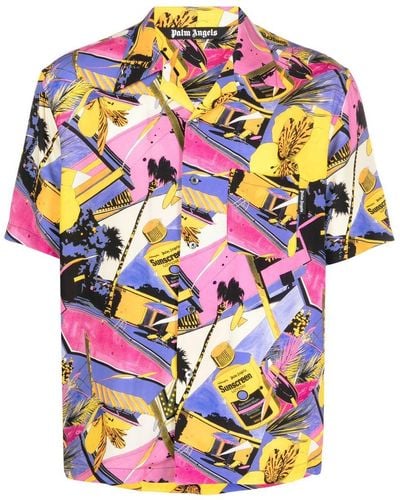 Palm Angels Bowlinghemd mit grafischem Print - Mehrfarbig