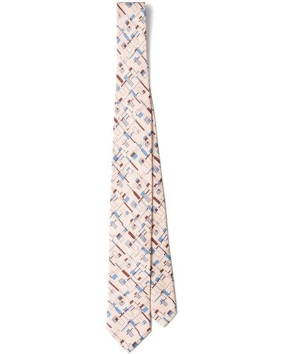 Prada Geometric-print Silk-twill Tie - White