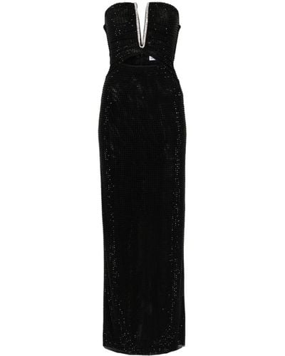 Self-Portrait Maxi Dress Embellished With Rhinestones - Black