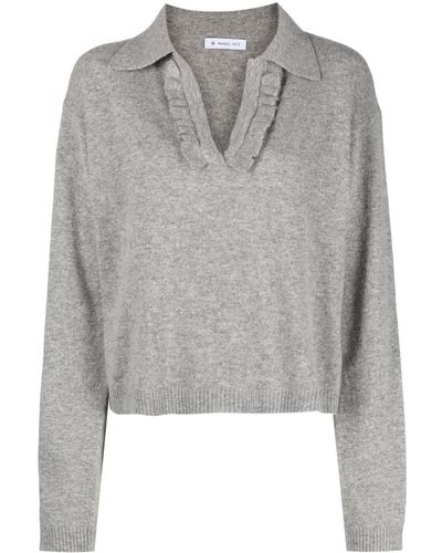 Manuel Ritz Split-neck Mélange Sweater - Grey