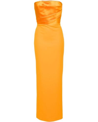 Solace London Vestido maxi de punto de crepé - Naranja