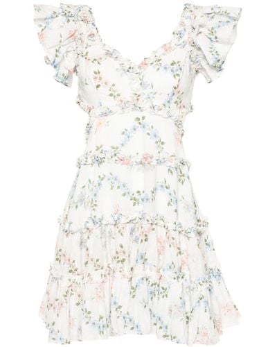 Needle & Thread Vestido corto con estampado floral - Blanco