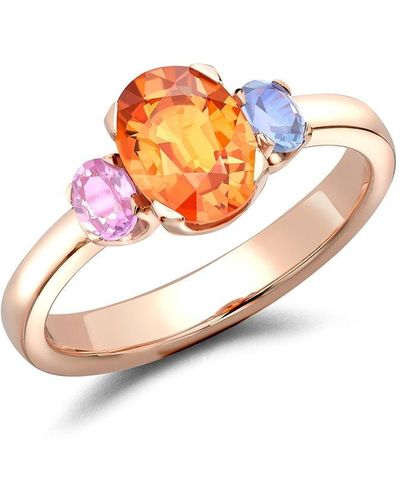 Pragnell 18kt Rose Gold Rainbow Fancythree-stone Sapphire Ring - Pink
