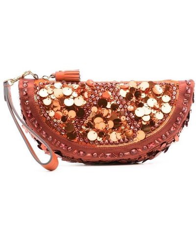 Anya Hindmarch Pochette à sequins brodés - Rouge