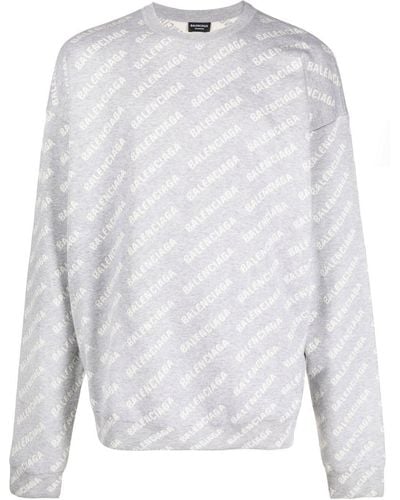Balenciaga Intarsia-logo Crew-neck Sweater - Grey