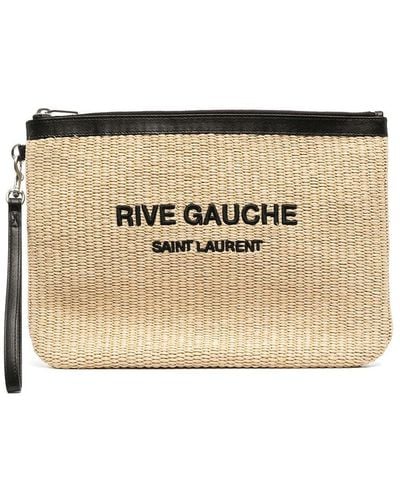 Saint Laurent Rive Gauche Woven Pouch Bag - Metallic