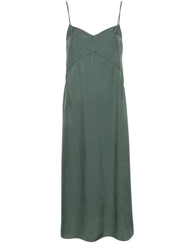 Tibi Twill Slip Midi Dress - Green