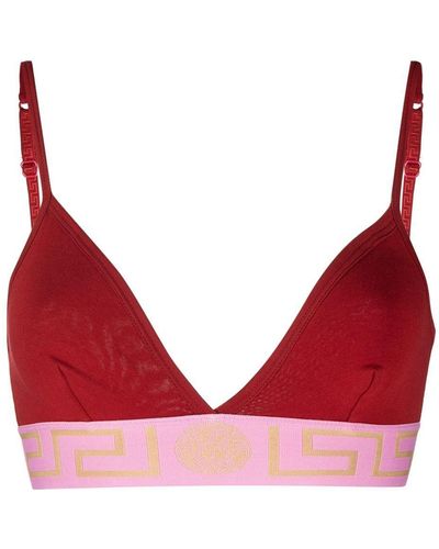 Versace Soutien-gorge à bande logo - Rouge